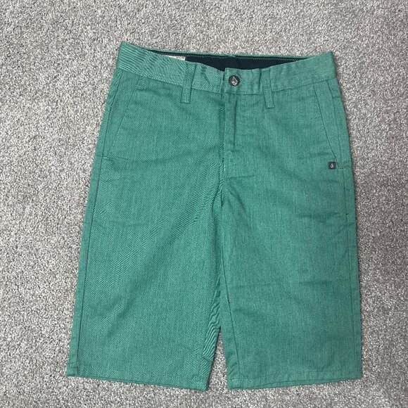 Volcom Shorts Youth 26 VMonty Chino Green 10 inch Inseam Skate Walking Shorts - Picture 1 of 7